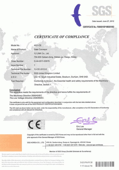 Certificate AG1-CE