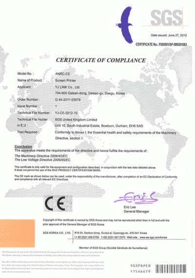 Certificate ANRC-CE